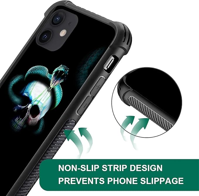 for iPhone 11 Case, Skeleton Winding Snake Pattern Graphic Design Girl Boy Soft - Image 2