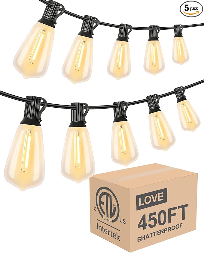 Lightdot 450FT Outdoor String Lights, LED Bistro String Lights by LightdotLighting