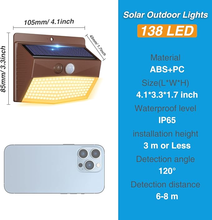 Peasur 1 Pack Solar Motion Lights Outdoor, Solar Security Light - Image 5