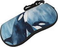 Watercolor Orca Whale Glasses Case Neoprene Portable Zipper Eyeglass Bag - Image 2