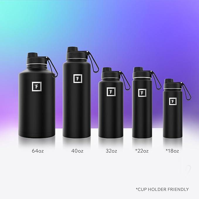 IRON °FLASK Camping & Hiking Hydration Flask - 40 oz Midnight Black - Image 5