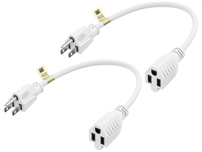 Cable Matters 2-Pack 16 AWG Heavy Duty 13A Short Power Extension Cord - 1ft by CableMatters