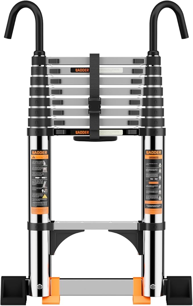 Telescoping Ladder, with Stable Hook and stabilizer barand, 8.5FT Extension by Unknown