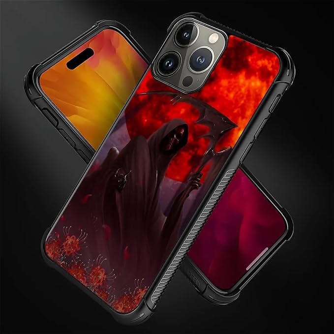 for iPhone 16 Pro Max Case, Death by The Red Moon Pattern Graphic Design Girl - Image 4