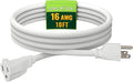 Indoor Outdoor Extension Cord 10 FT, 16/3 SJTW Weatherproof White Electrical by GREATIDE