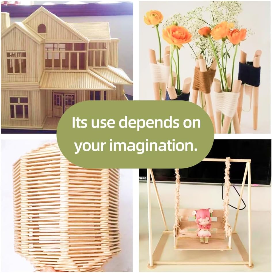 1/4 x 6 Inch 50 PCS Dowel Rods Wood Sticks Wooden Dowel Rods - Unfinished Bamboo Sticks - for Crafts and DIYers