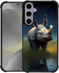 for Samsung Galaxy S24 S25 Case, Rhino Water Marshes Pattern Graphic Design by FKBRCL4U