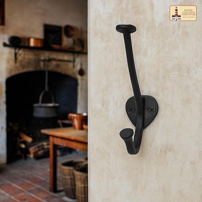 "Mystic Colonial Medieval Cast Iron Wall Hooks � Set of 2 Heavy Duty Dual Hooks - Image 8