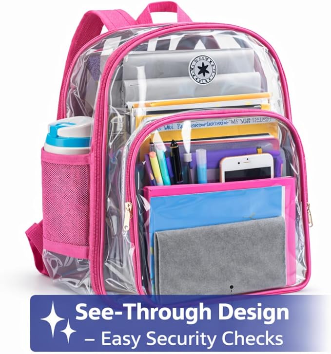 K-Cliffs Large Transparent Backpack Clear Heavy Duty School Bag Durable Student - Image 2