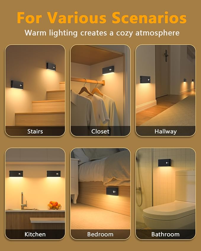 WILLED Motion Sensor Night Lights, Wireless Stair Lights Indoor, Battery - Image 2