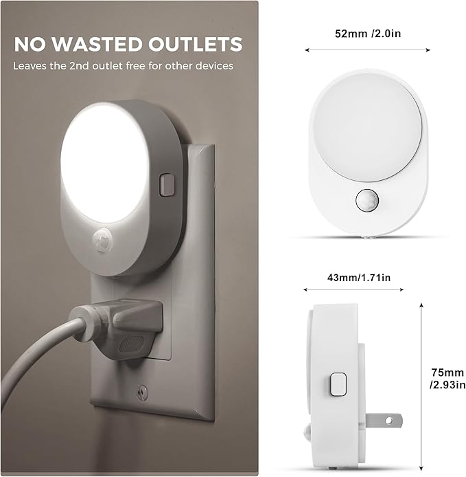 L LOHAS LED Motion Sensor Night Light, Night Lights Plug into Wall, 2 IN 1 - Image 6