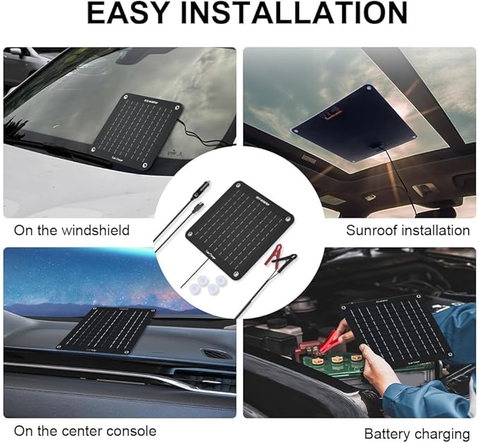 ECO-WORTHY 10W Solar Car Battery Charger Maintainer 12V Waterproof Portable - Image 8