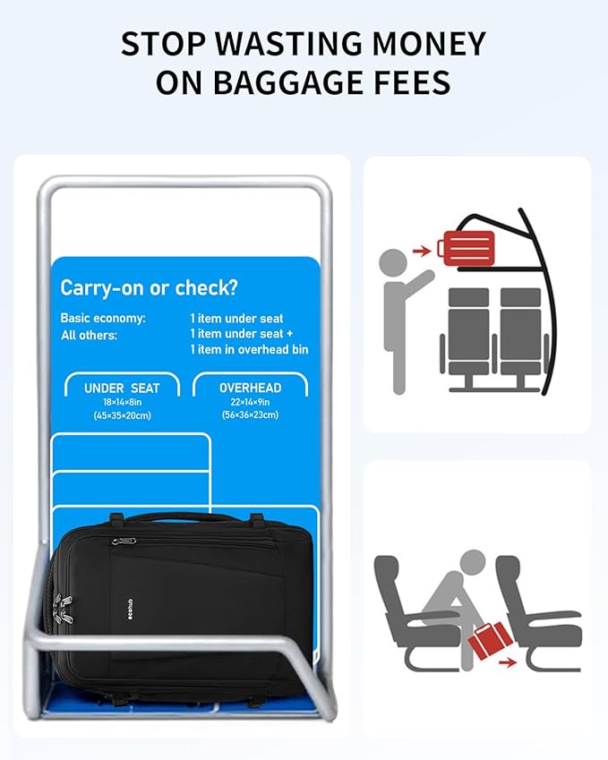 ECOHUB 17'' Small Travel Backpack, United Airlines Personal Item Bag - Image 2