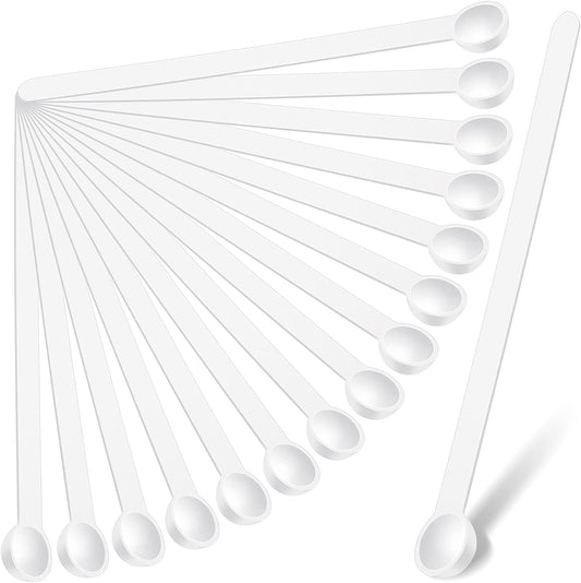 Honeydak 1/32 Teaspoon Micro Scoops 150 Milligram Mini Measuring Spoons Tiny Little Plastic Scoop for Measuring Cosmetics, Powders, Glitter and Seasoning(White, 16 Pieces)