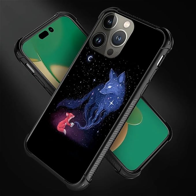 for iPhone 14 Pro Max Case, Galaxy Fox Wolf Pattern Graphic Design Girl Boy - Image 7