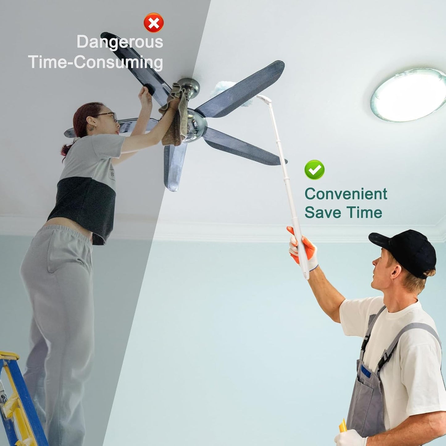 KeFanta Heavy Duty Duster Handles Replacement Compatible with Swiffer Duster Refills, Extendable Handle, Adjustable Length (1Pcs)