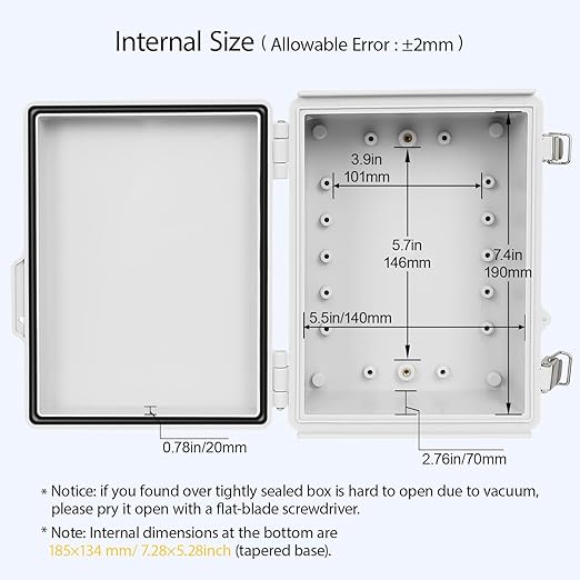 LeMotech Electrical Box, IP67 Waterproof Hinged Cover Stainless Steel Latch - Image 5