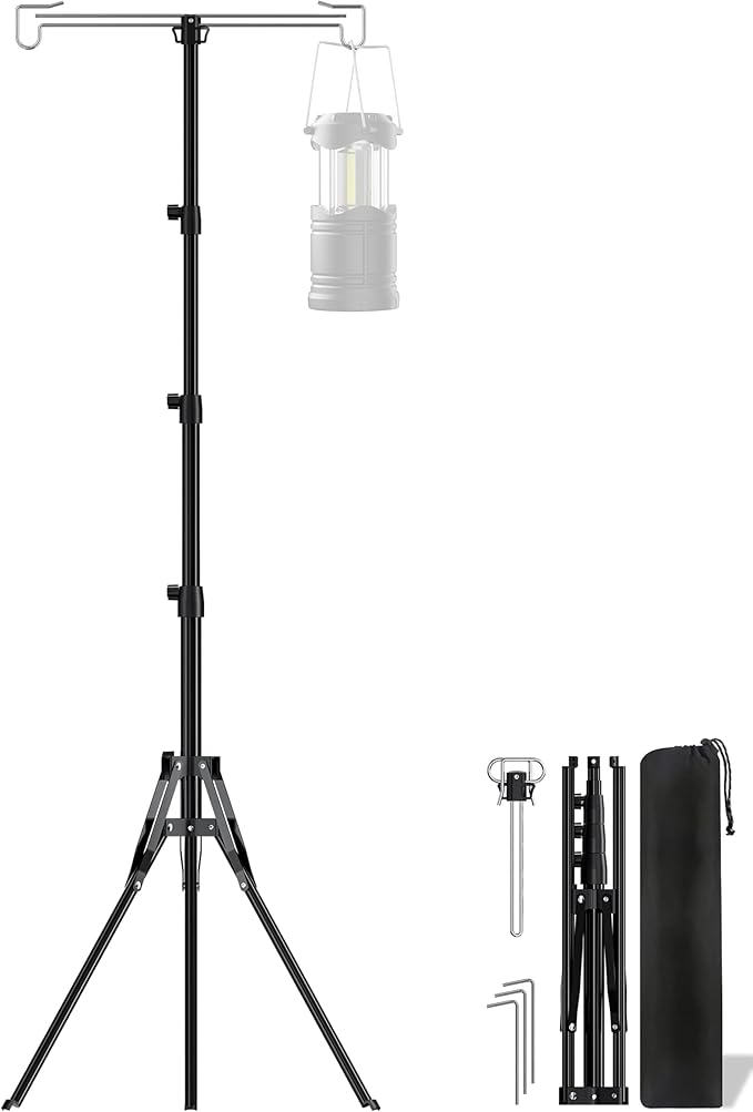 Telescopic Height Adjustable Camping Lantern Tripod Stand by JSDOSREO