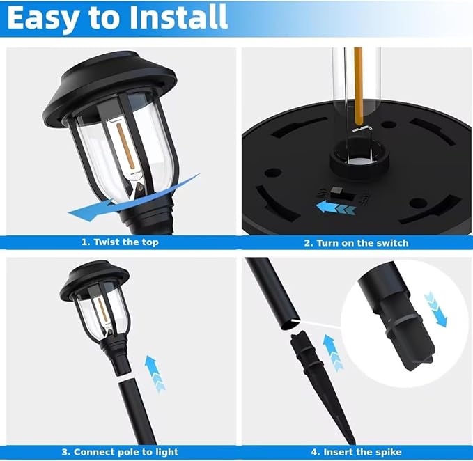 ILANCK Solar Pathway Lights Outdoor, 12 Pack Solar Lights Outdoor Waterproof - Image 4