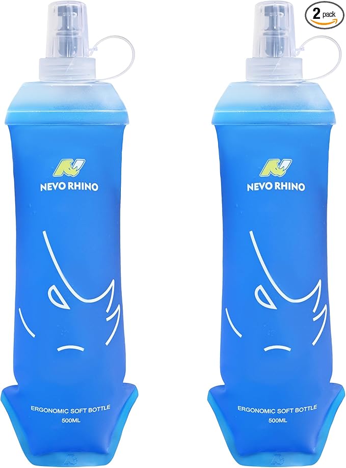 N NEVO RHINO 2PCS Soft Flask, 17oz/500ml TPU Running Water Bottle by NNEVORHINO