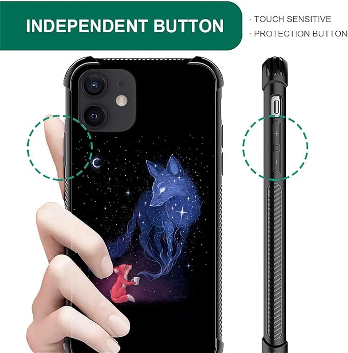 for iPhone 11 Case, Galaxy Fox Wolf Pattern Graphic Design Girl Boy Soft - Image 4