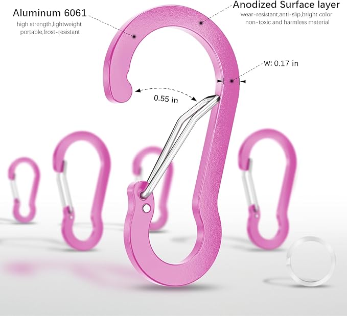 sprookber 2" Small Carabiner Clip, D Ring Caribeener, Spring Snap Hook - Image 4