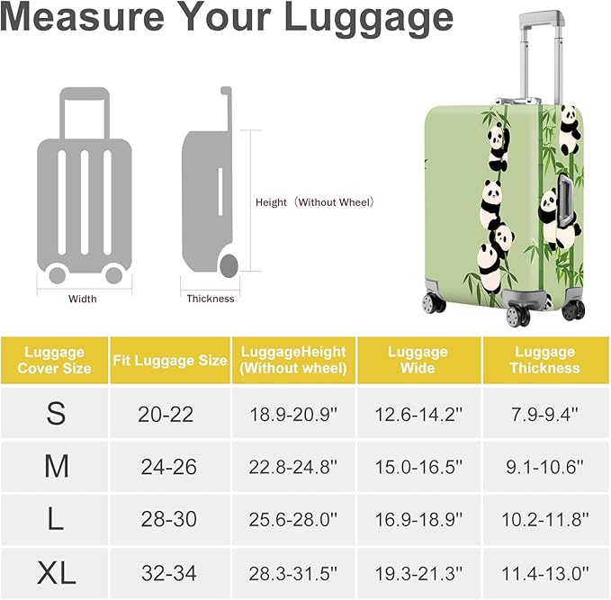 ANNA QUEEN Cute Panda Bamboo Luggage Cover, Cartoon Animal Suitcase Protector - Image 4