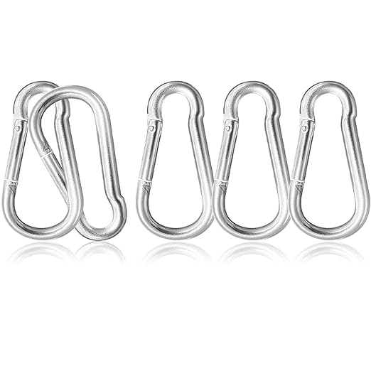 5 Pack 3.9" Heavy Duty Carabiner Clips, M10 Sliver Galvanized Steel Spring Snap by SEUNGCH