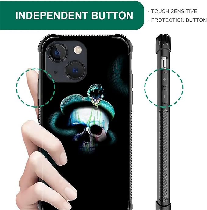 for iPhone 13 Case, Skeleton Winding Snake Pattern Graphic Design Girl Boy Soft - Image 6