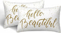 Hello Beautiful Bling Pillow Covers 12 X 20 Gold Glitter Motivational Quote Set by Unknown