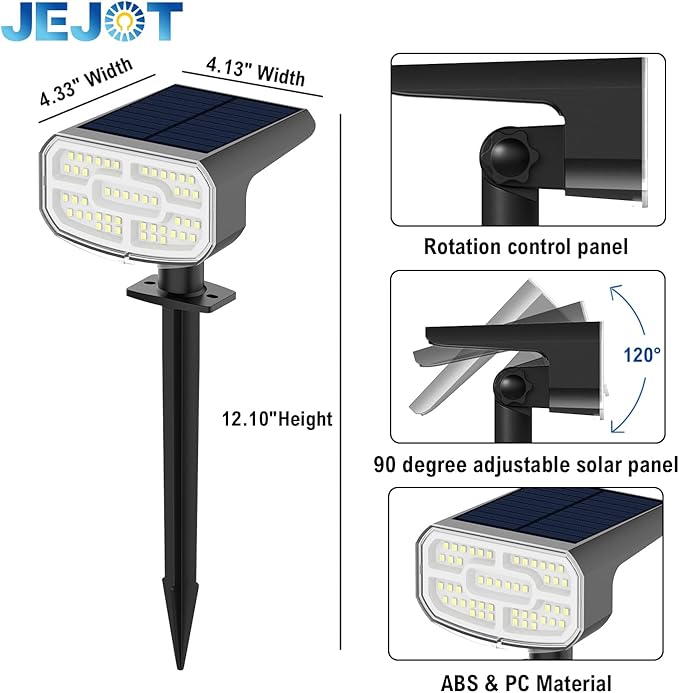 Solar Lights Outdoor Waterproof IP65, Super Bright LED, 3000K 2 Lighting Modes - Image 8