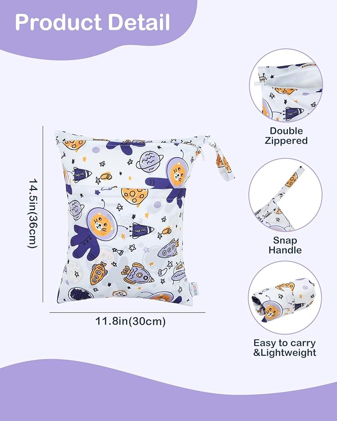 ALVABABY 2pcs Waterproof Wet Dry Bags, Reusable - Image 3