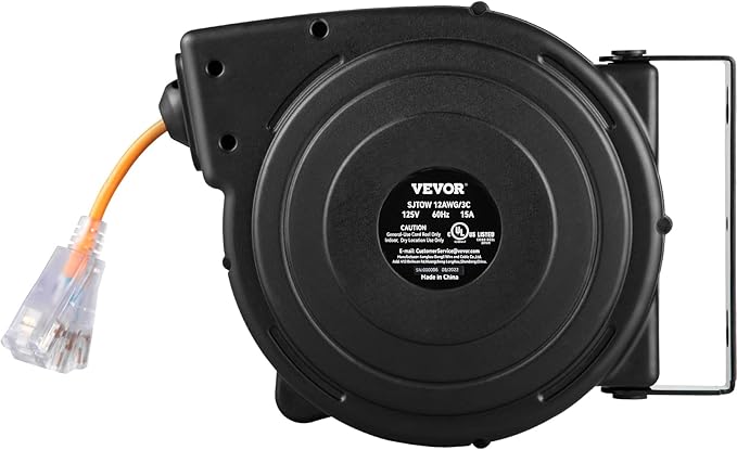VEVOR Retractable Extension Cord Reel, 50 FT Heavy Duty 14AWG/3C SJTOW Power - Image 11