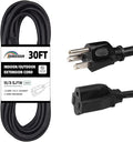 30FT Outdoor Extension Cord-16/3 SJTW Durable Black Extension Cord by HONDERSON