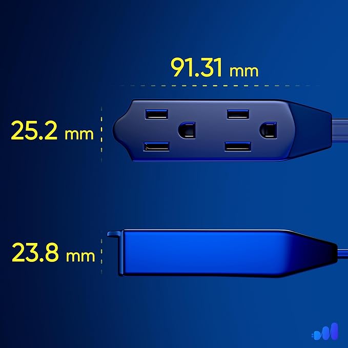 Maximm Cable 2 Ft 360° Rotating Flat Plug Extension Cord, 16/3 AWG Multi 3 - Image 3
