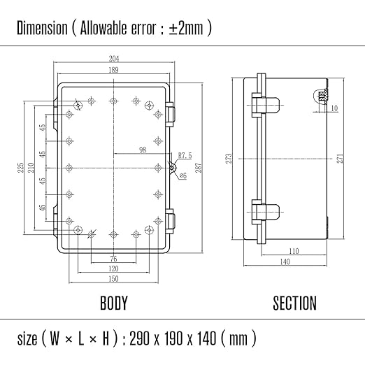 LeMotech Electrical Box, IP67 Waterproof Hinged Cover Stainless Steel Latch - Image 8