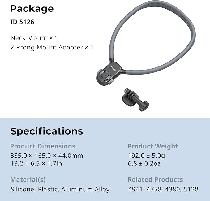 SMALLRIG Magnetic Neck Mount for Action Camera, Quick Release One-Click Button - Image 8