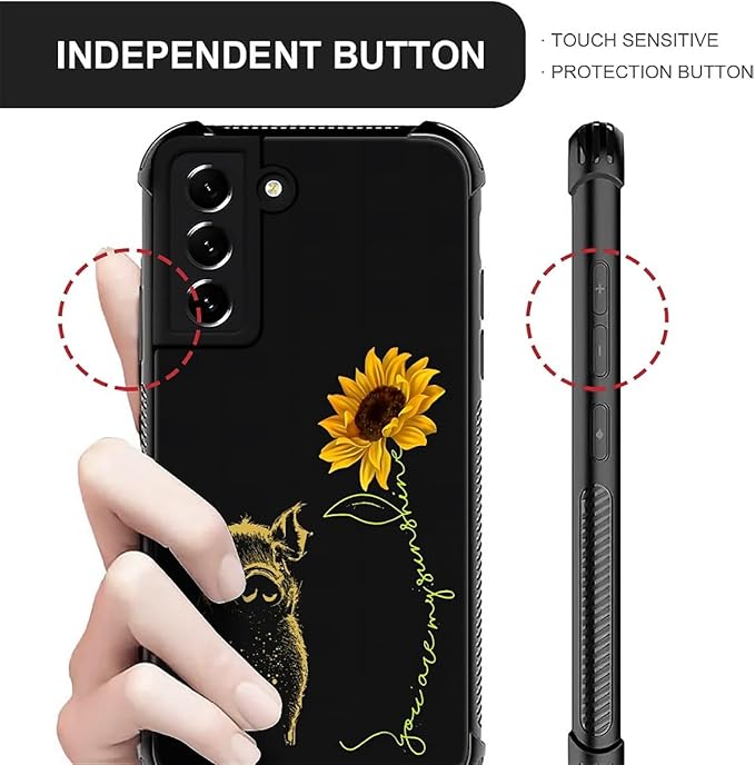 for Samsung Galaxy S22 Plus Case, Pig Sunflower Yellow Sunshine Pattern Graphic - Image 5
