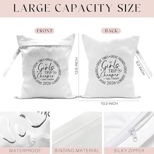 6Pcs Girls Trip Gifts Wet Dry Bag, Beach Bag Wet Bag Favors, Sunscreen Bags - Image 2