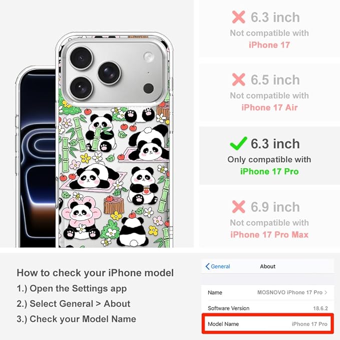 MOSNOVO for iPhone 17 Pro Case, Shockproof Military-Grade Protection 6.6ft Drop - Image 2