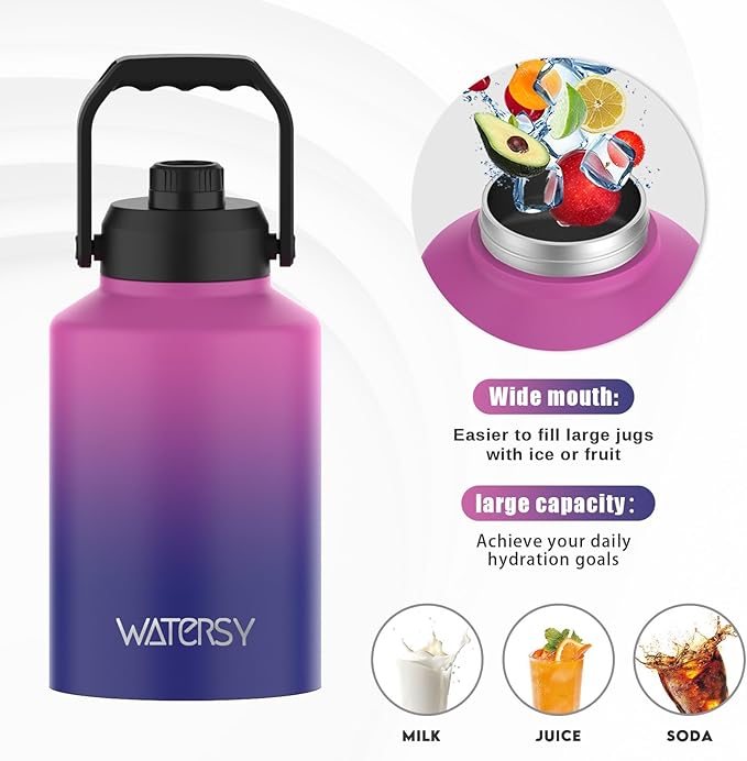 WATERSY 1 Gallon Water Bottle Insulated, BPA Free&Leak Proof, 128oz Stainless - Image 8