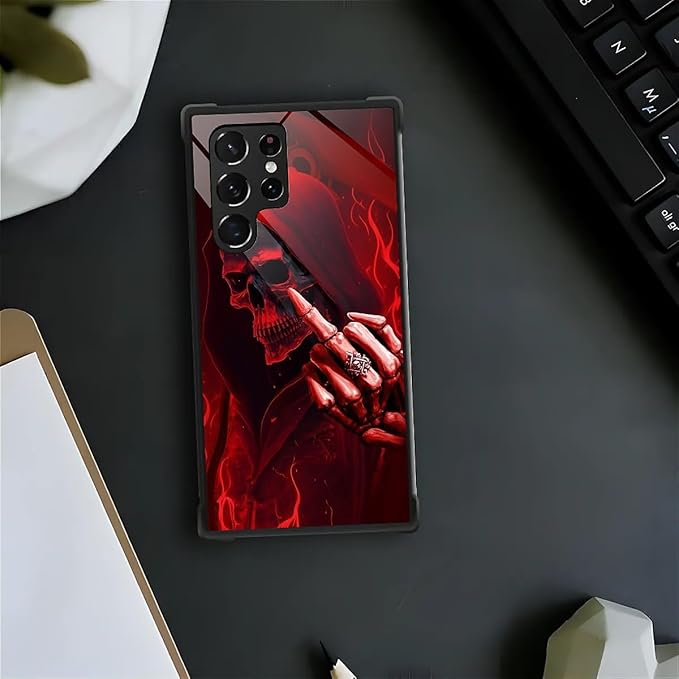 for Samsung Galaxy S22 Ultra Case, Gestures Funny Skull Pattern Graphic Design - Image 2