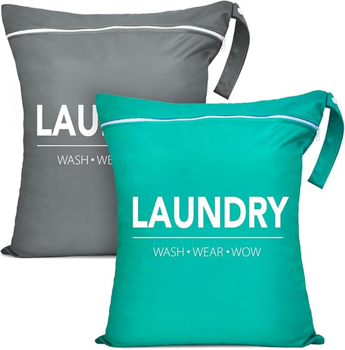 2 Pcs Large Travel Laundry Bag Waterproof Wet Dry Bag Washable Dirty Clothes Bag by Sylfairy