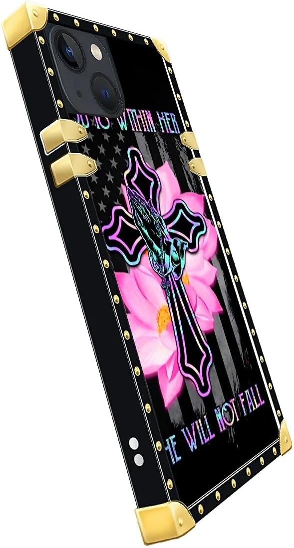 Compatible with iPhone 13 Case, Praying Cross Hands Luxury Golden Decoration - Image 4