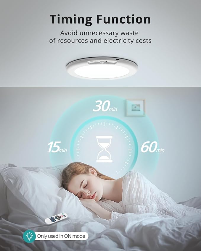 wowatt 2Pcs Battery Operated Ceiling Lights Rechargeable Motion Sensor Light - Image 8