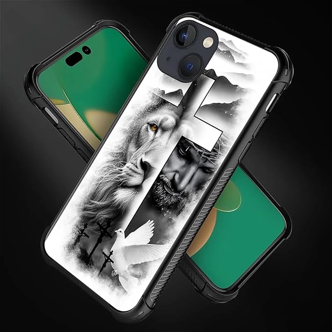for iPhone 14 Case, Lion Cross Jesus Christ Dove Pattern Graphic Design Girl - Image 4