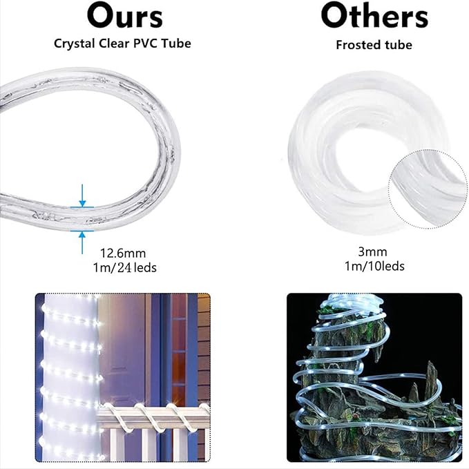 100ft LED Rope Lights Outdoor, 720 LED Connectable and Flexible Tube Lights - Image 4