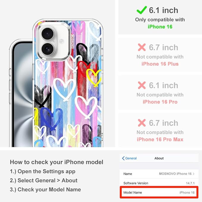 MOSNOVO for iPhone 16 Case, Shockproof Military-Grade Protection 6.6ft Drop - Image 2