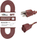 8FT Brown Outdoor Extension Cord-16/3 SJTW Durable Extension Cord by HONDERSON