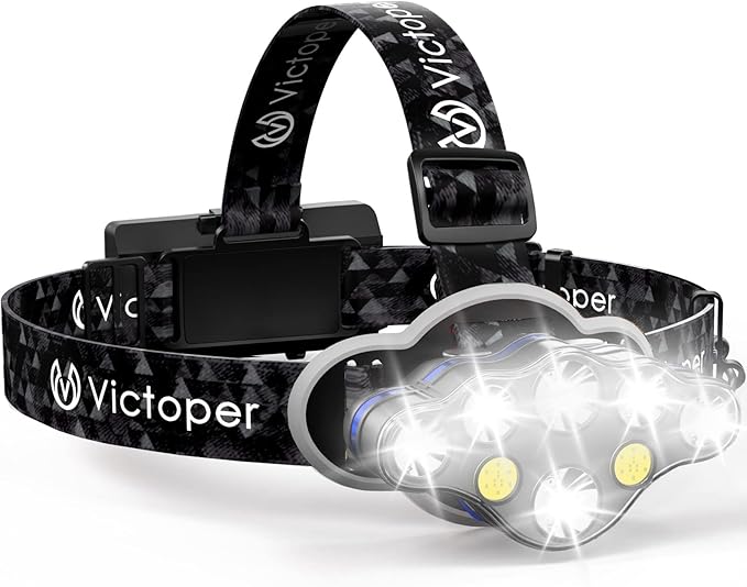 Victoper Rechargeable Headlamp, 8 LED High Lumen Bright Head Lamp by Victoper